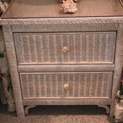Lexington Wicker Furniture by Henry Link
2 Drawer Nightstand w/glass top $75
