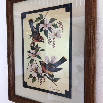 Framed foil art â€œDogwood and birdsâ€ signed by William J.  Whiteside
Price: $9
