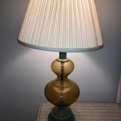 Pair of Lamps (green base w/yellow etched glass)
Price: $40