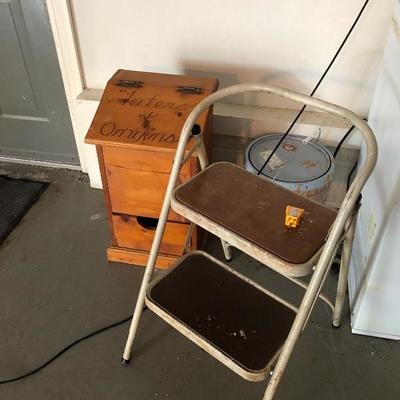 Potato/Onion Bin $10
Vintage step stool $15