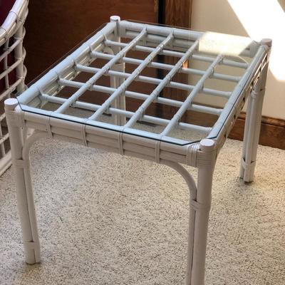 White bamboo glasstop end table
Price: $45