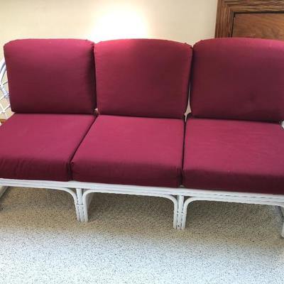 White bamboo sofa w/6 zippered cushions
Price: $140