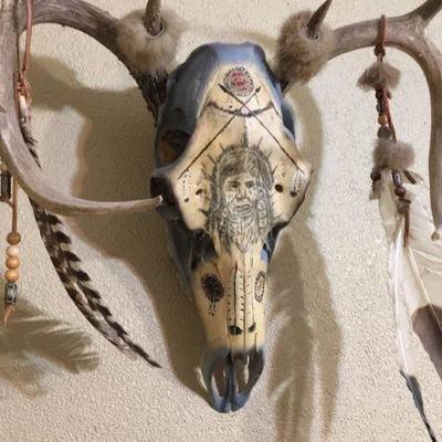 hand painted deer skull