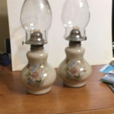 vintage porcelain oil lamps