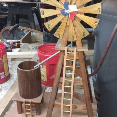 handmade wooden windmill clock