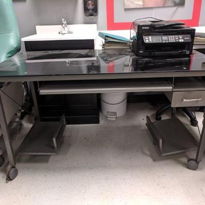 Epson all in one & Glass top desk.
