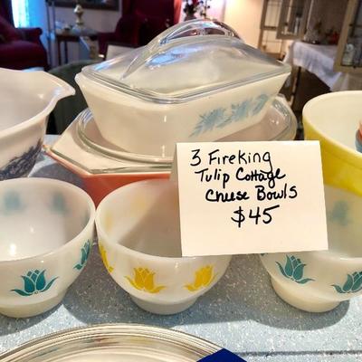 3 Fire-King Tulip Cottage Cheese Bowls