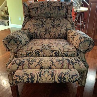 Hancock and Moore Upholstered Recliner with Ottoman