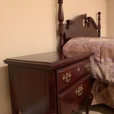 Sumter Furniture Mahogany Two Drawer Bed Side Tables, PAIR