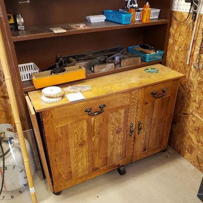 Wood storage cabinet on wheels