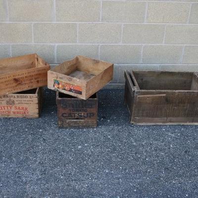 Collection of Old Wooden Crates 