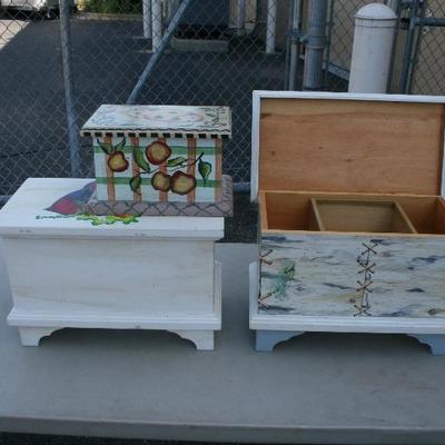 Folk Art Painted Wooden Boxes 