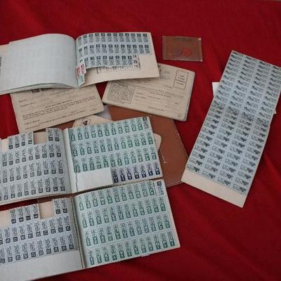 Collection of World War II War Ration Stamps & Leather Wallet 