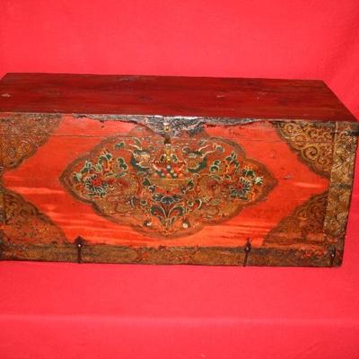 Hand Painted Wooden Trunk  