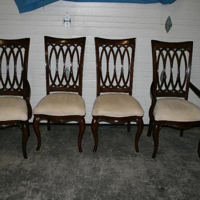 Set of 4 AMERICAN DREW Cherry Wood Queen Anne Style Fan Back Dining Table Chairs