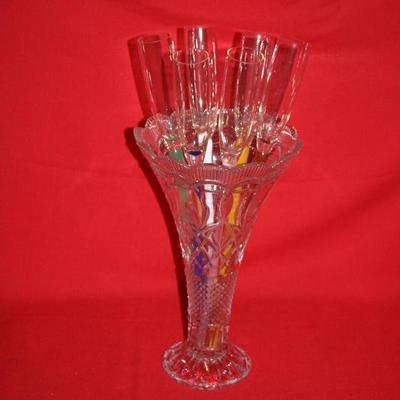 Large Crystal Sloping Neck Statement Vase 14