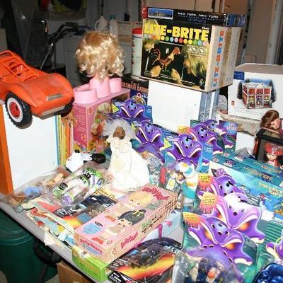 Sealed Blister Packs of Mighty Duck Figures , Barbies, Light Bright assorted Games and More 