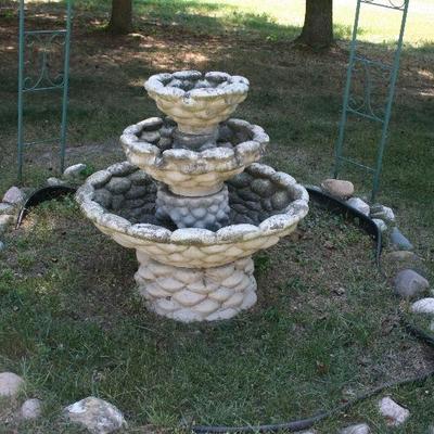 Large Concrete 3 Tier Garden Fountain Purchased from Garden Views in Northville  