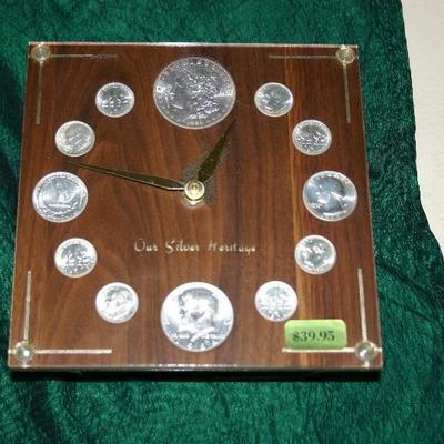 CENTURY OUR SILVER HERITAGE US SILVER COIN CLOCK 