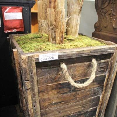  NEW Tropical Style Artificial Plant in Rustic Box Planter

Auction Estimate $100-$300 â€“ Located Inside 