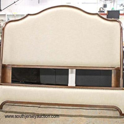  NEW King Size Upholstered Headboard and Footboard with Mahogany Trim by â€œHooker Furnitureâ€ (no rails)

Auction Estimate $200-$400...