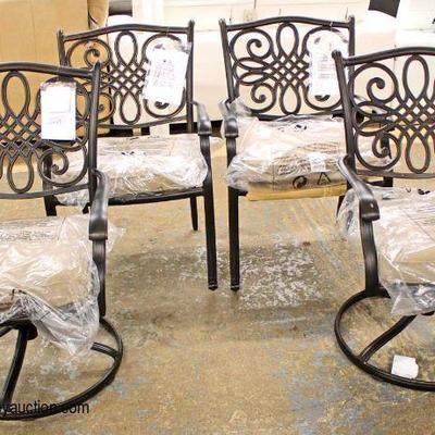  NEW Set of 4 Metal Patio Swivel Chairs with Cushions

Auction Estimate $100-$300 â€“ Located Inside 