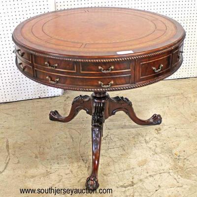  BEAUTIFUL Burl Mahogany Chippendale Carved Leather Top Drum Table

Auction Estimate $200-$400 â€“ Located Inside 