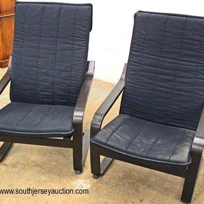  PAIR of NEW Wood Frame Lounge Chairs with Cushions

Auction Estimate $200-$400 â€“ Located Inside 