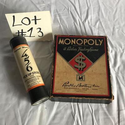 Vintage Monopoly Game, Vintage Pick Up Sticks Game
