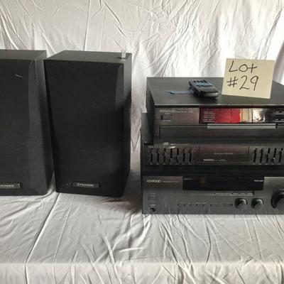 Kenwood 5 Disc Changer, Kenwood Surround Sound Receiver, Kenwood Equalizer and Pair of Pioneer Speakers