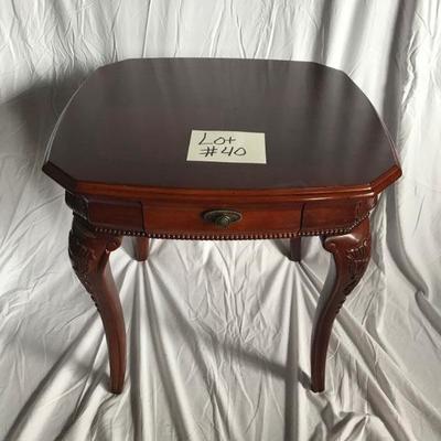 Pair of Cherry Finish End Tables with Drawer