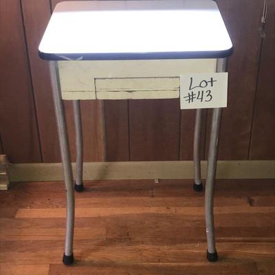 Antique painted desk with cutout drawer