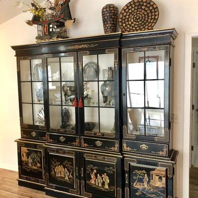 Classic Chinese Black Lacquer Breakfront - $895 - (90W  18D  82H)