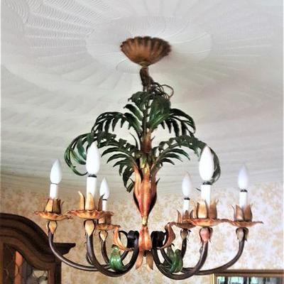 Hollywood Regency hanging chandelier - palm leaves - very cool
