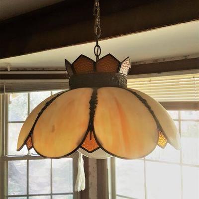 Vintage Tulip stained glass chandelier