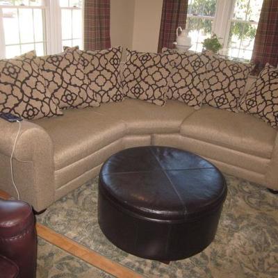 Gorgeous Custom Sofa Sectional & Leather Large Ottoman  