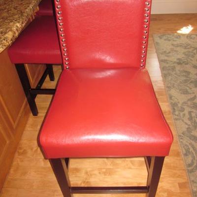 Four Leather Tufted Counter Seats 