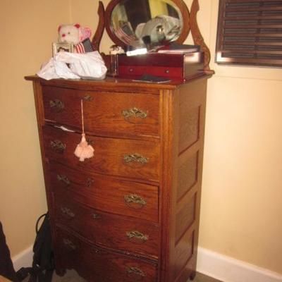 Victorian Golden Oak Tall Chest OF Drawers 