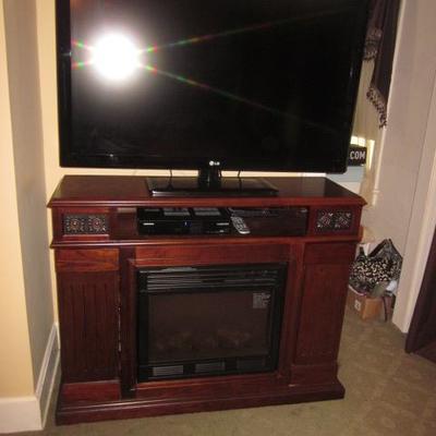 Electric Media Fireplace TV Stand Heater Combo & LG TV