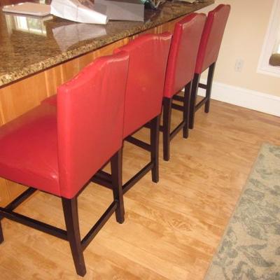 Four Leather Tufted Counter Seats 