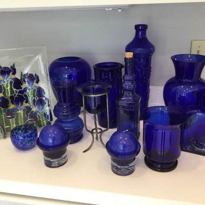 Blue Glass Decor Lot #1