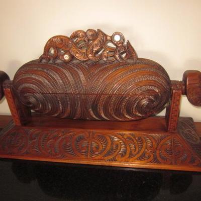 Maori Carved Wake Huia Treasure Box by Hemi Taylor 