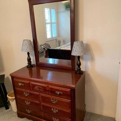 Broyhill Cherry Queen size 5 piece  bedroom set w/ sealy mattress and box springs $650