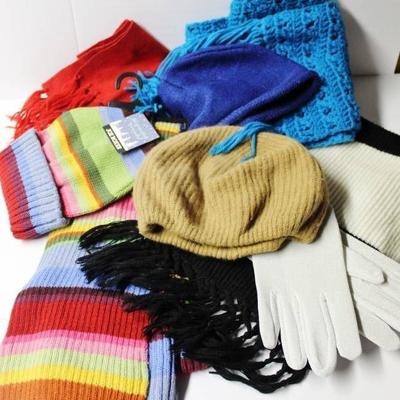 Be ready for winter! 2 hats, 3 scarves, 1 pr of gl ...