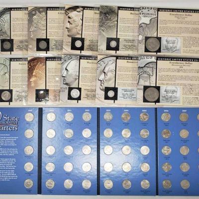 736: Ten Historic United States Coins w/ 50 State Commerorative Quarter Album
Ten Historic United States Coins w/ 50 State Commerorative...