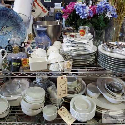 2077: Misc Dishware Including Part of a set, China Dishes, Shot Glasses, Artificial Flowers in Vases and more!
Misc Dishware Including...