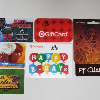 737: Six Various Gift Cards w/ Varying Amounts
Six Various Gift Cards w/ Varying Amounts