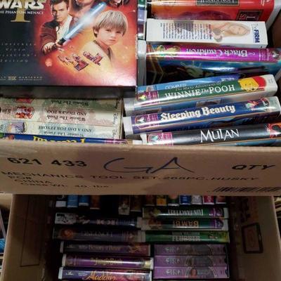1235: 2 Boxes of VHS Tapes
Including Peter Pan, Winnie the Pooh, Beauty and the Beast, Mulan, Sleeping Beauty, Star Wars the Phantom...