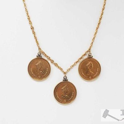 573: 14K Gold Necklace with Coin Pendants, 70.7g
Weighs approx 70.7g measures approx 30