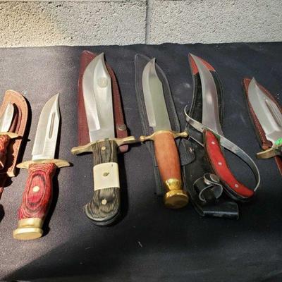 980:6 Fixed Blade Knives with Sheaths
Timber Rattler, Ridge Runner, and 1 unknown